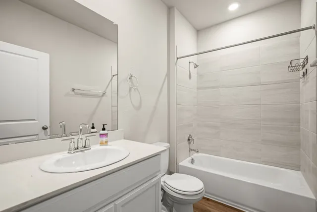 a bathroom with a sink a toilet and a bathtub