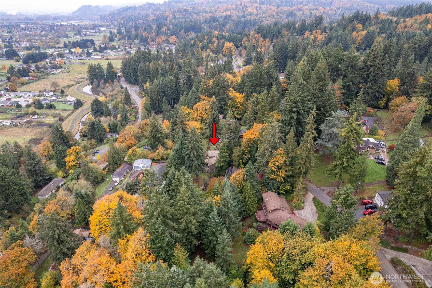 4415 Poplar Way Longview, WA 98632 - Photo 35 of 35 an aerial view of residential houses with outdoor space and trees