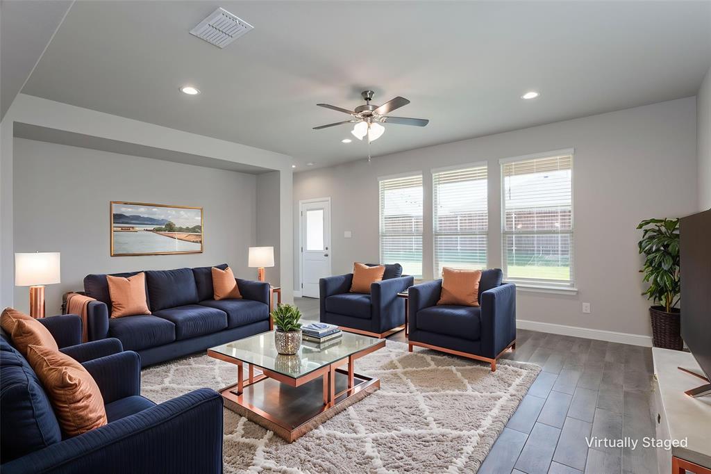 14621 Bootes Drive Haslet, TX 76052 - Photo 24 of 40 Living area with wood tiled floors, recessed lighting, and a ceiling fan