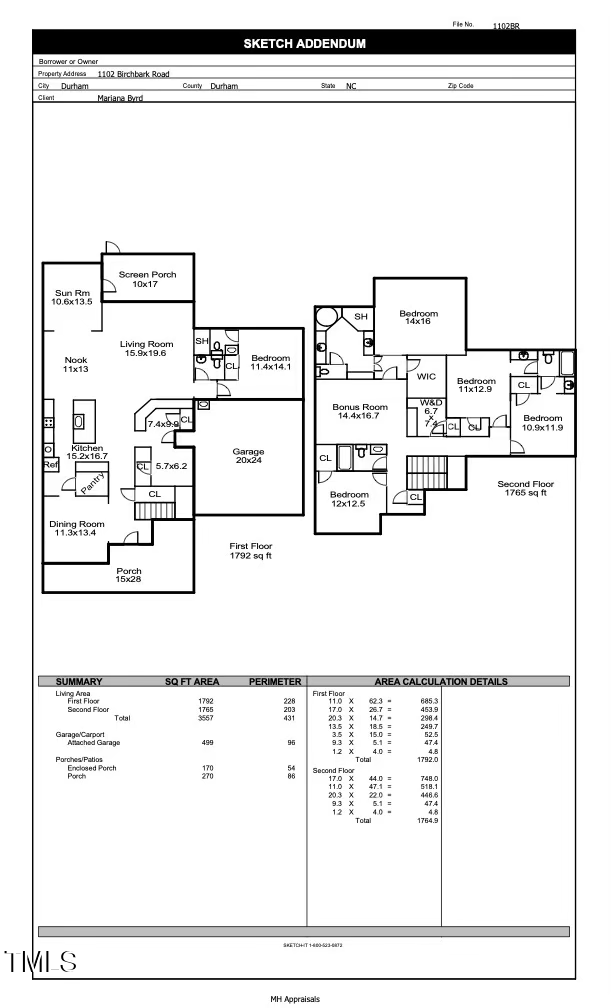 1102 Birchbark Road Durham, NC 27705 - Photo 55 of 57 Floor Plan