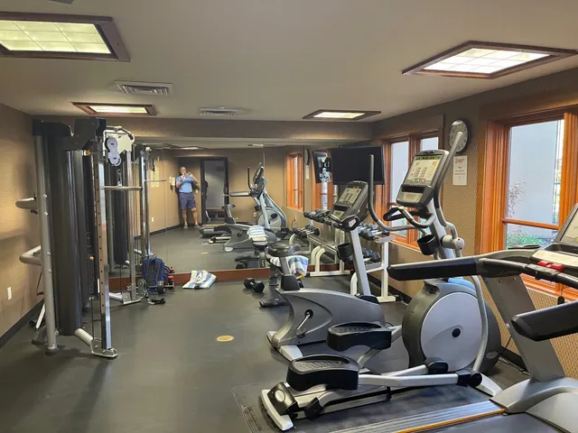 a view of a room with gym equipment