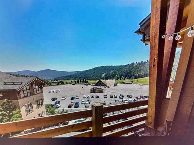 a view of a balcony with an outdoor space