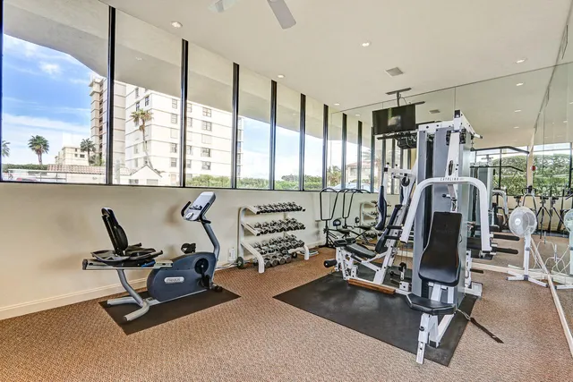 a view of a room with gym equipment