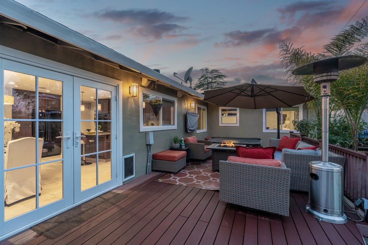 159 Anne Way Los Gatos, CA 95032 - Photo 41 of 50 a view of a patio with wooden floor and furniture