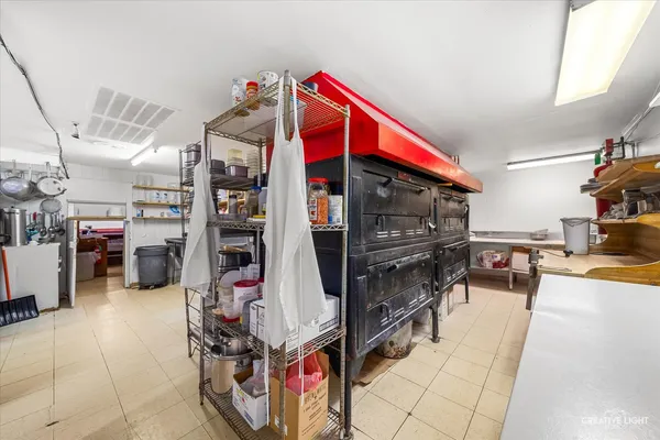 a kitchen with lots of counter top space
