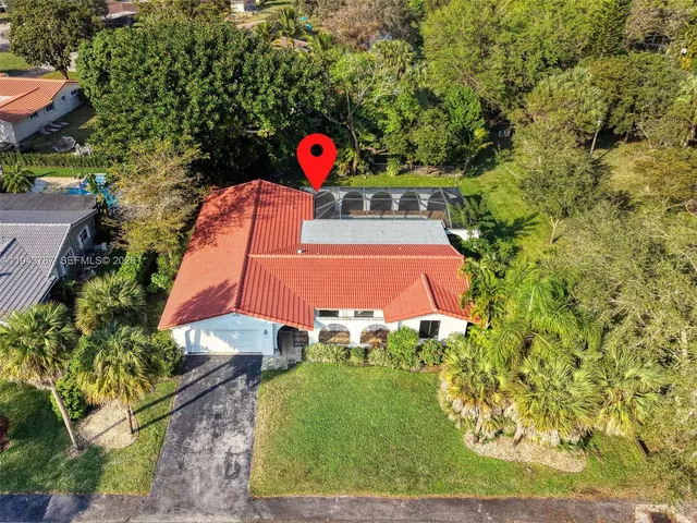 an aerial view of a house