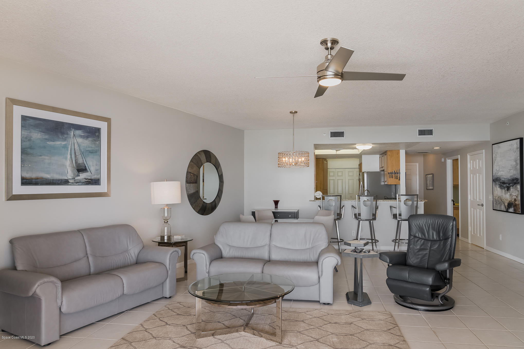 104 Riverside Drive, Unit 503 Cocoa, FL 32922 - Photo 19 of 34 Living to Kitchen View