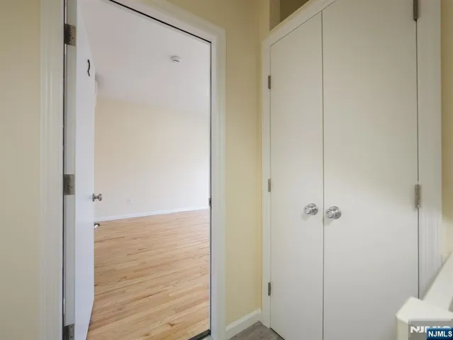 a bathroom with a white bathtub