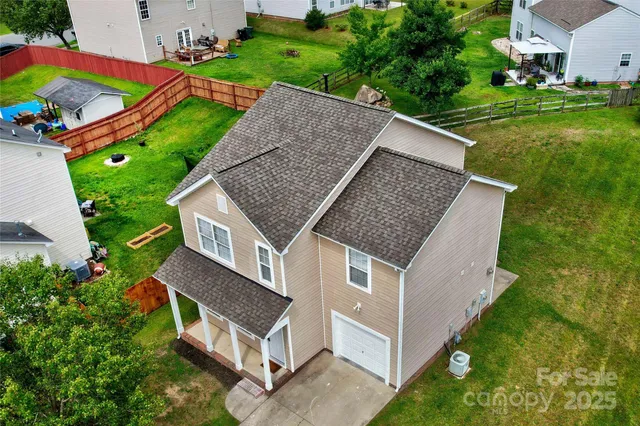 an aerial view of a house