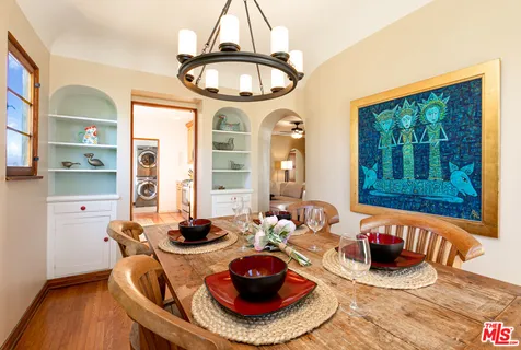 a table and chairs in a room