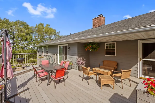 a view of a lake with a big yard