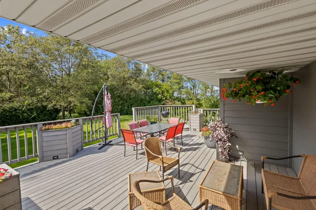 a view of an ocean and a yard