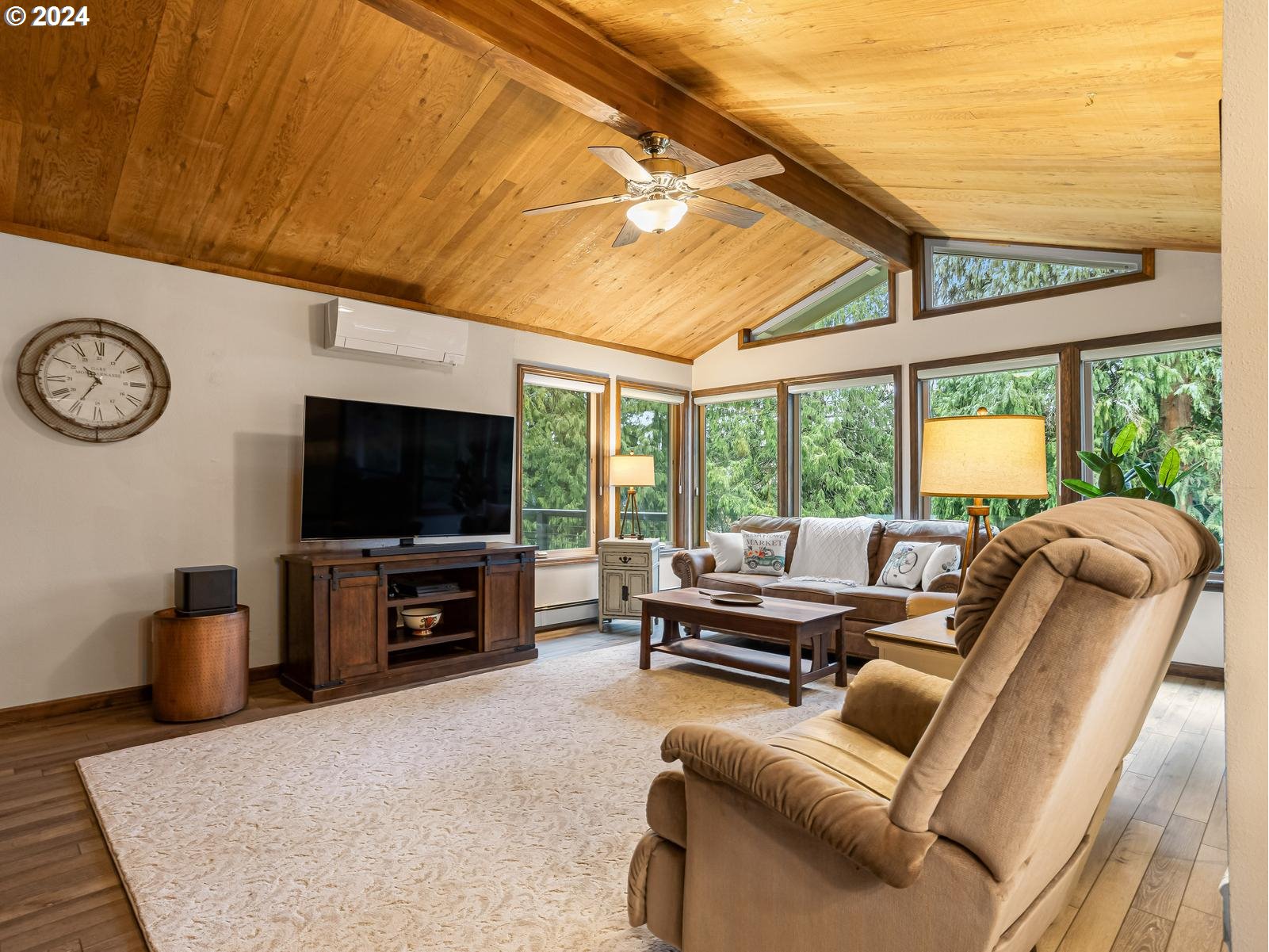 18550 Southeast Jacoby Road Sandy, OR 97055 - Photo 7 of 47 a living room with furniture a flat screen tv and a large window