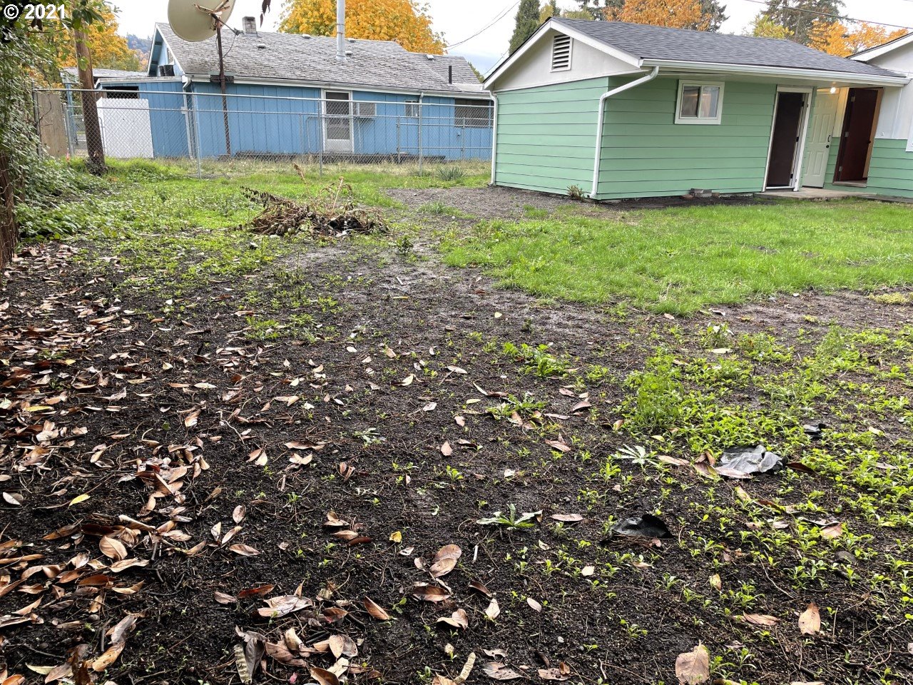 1483 E Street Springfield, OR 97477 - Photo 22 of 26 a view of a backyard with large trees and plants