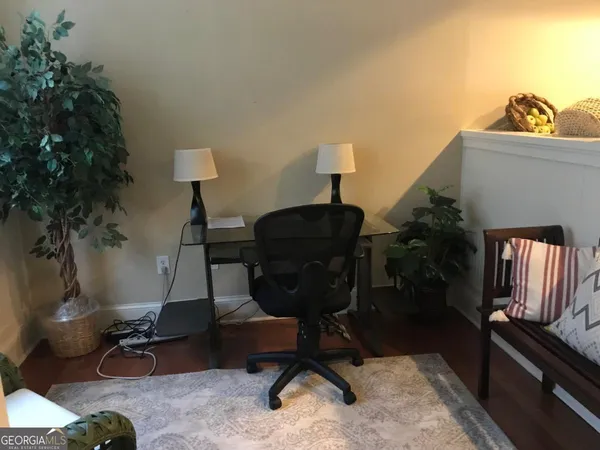a lamp on a table in a room