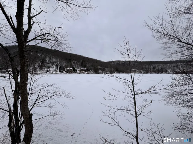 a view of a snow covered with snow in the yard