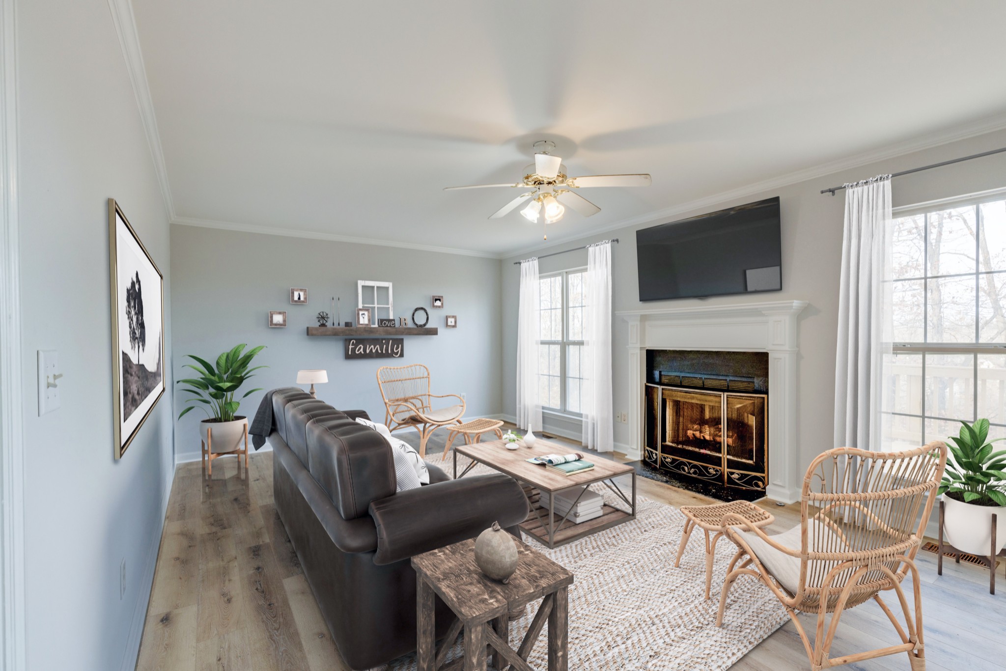 2829 Rader Ridge Court Antioch, TN 37013 - Photo 11 of 35 a living room with furniture fireplace and a flat screen tv