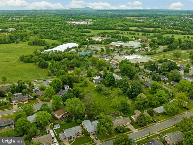 a view of a green field with lots of trees
