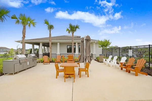 a outdoor space with patio furniture