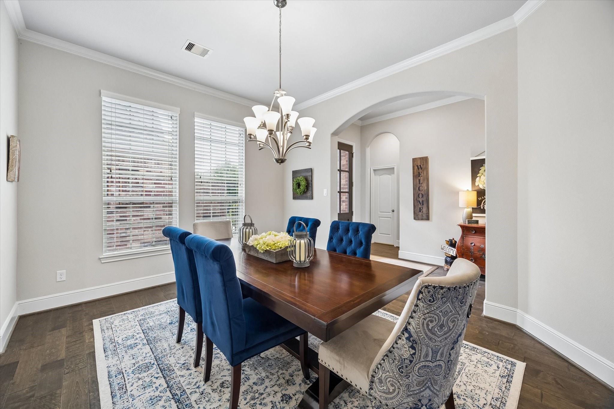 19 Peace Tree Way Tomball, TX 77375 - Photo 7 of 36 Spacious dining room featuring a picturesque view of the courtyard.