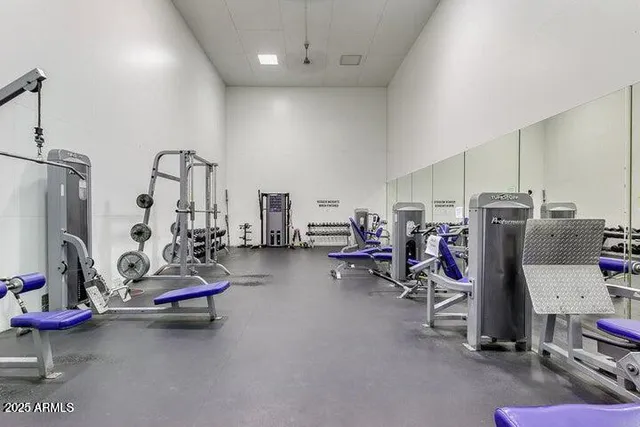 a view of a room with gym equipment