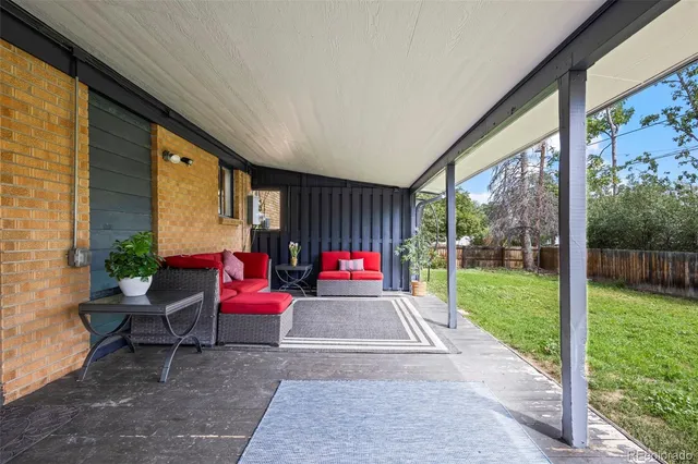 a view of outdoor space with seating