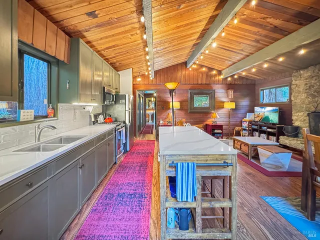 a kitchen with lots of counter top space