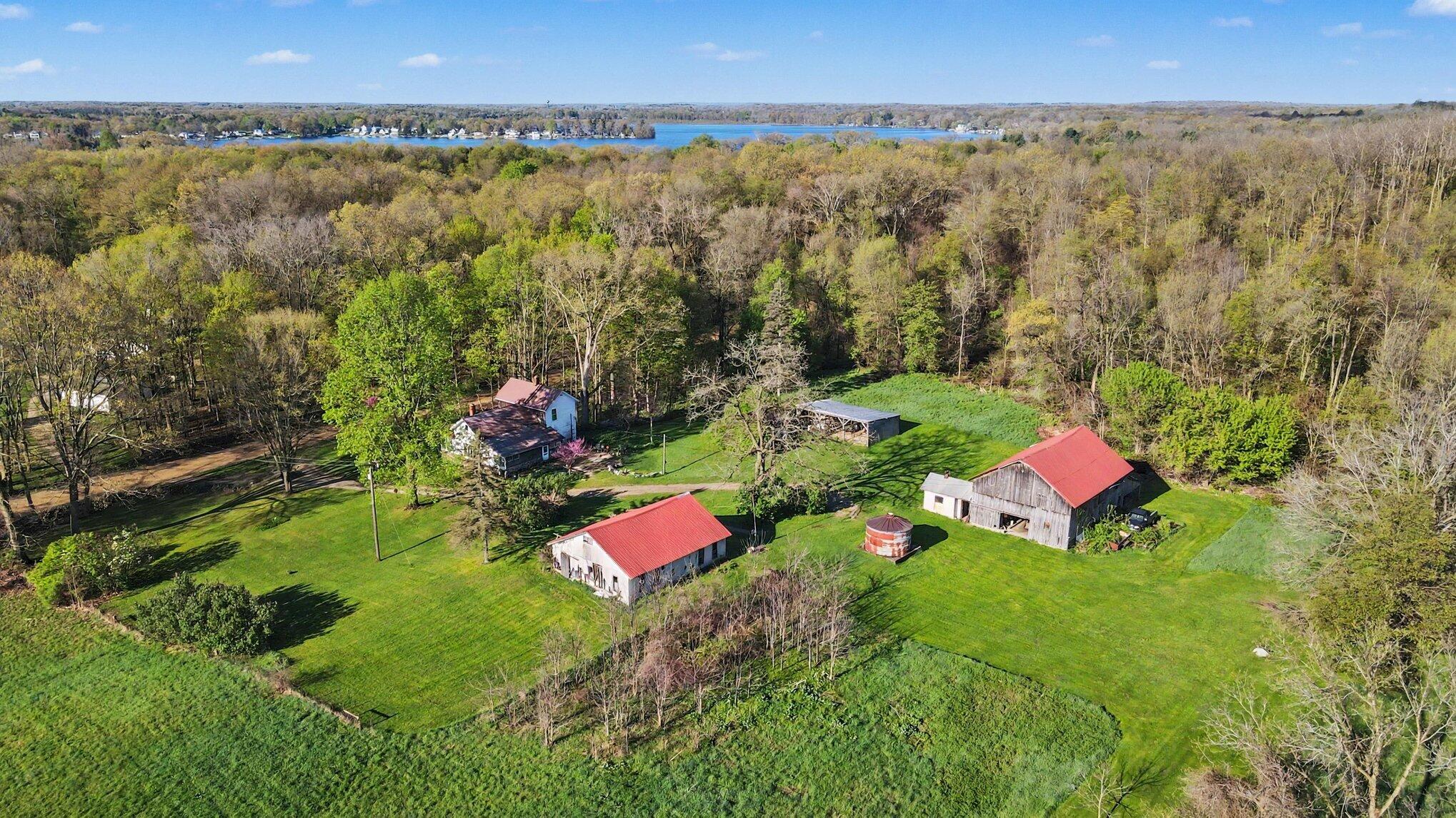 4360 Waldorf Road Delton, MI 49046 - Photo 27 of 34 Aerial View of House and Barns