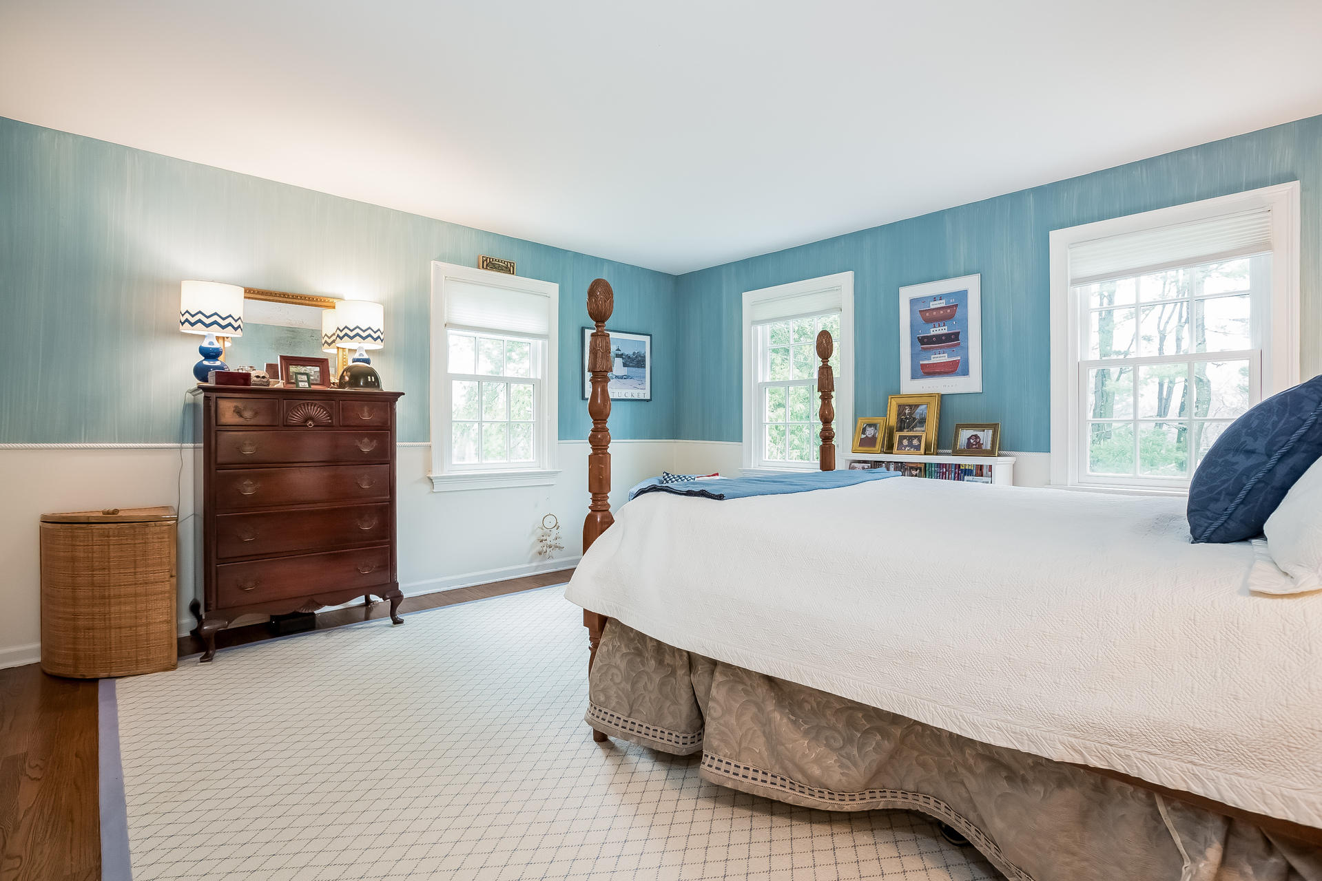 94 Marshall Ridge Road New Canaan, CT 06840 - Photo 26 of 50 a bed sitting in a spacious bedroom and a dresser