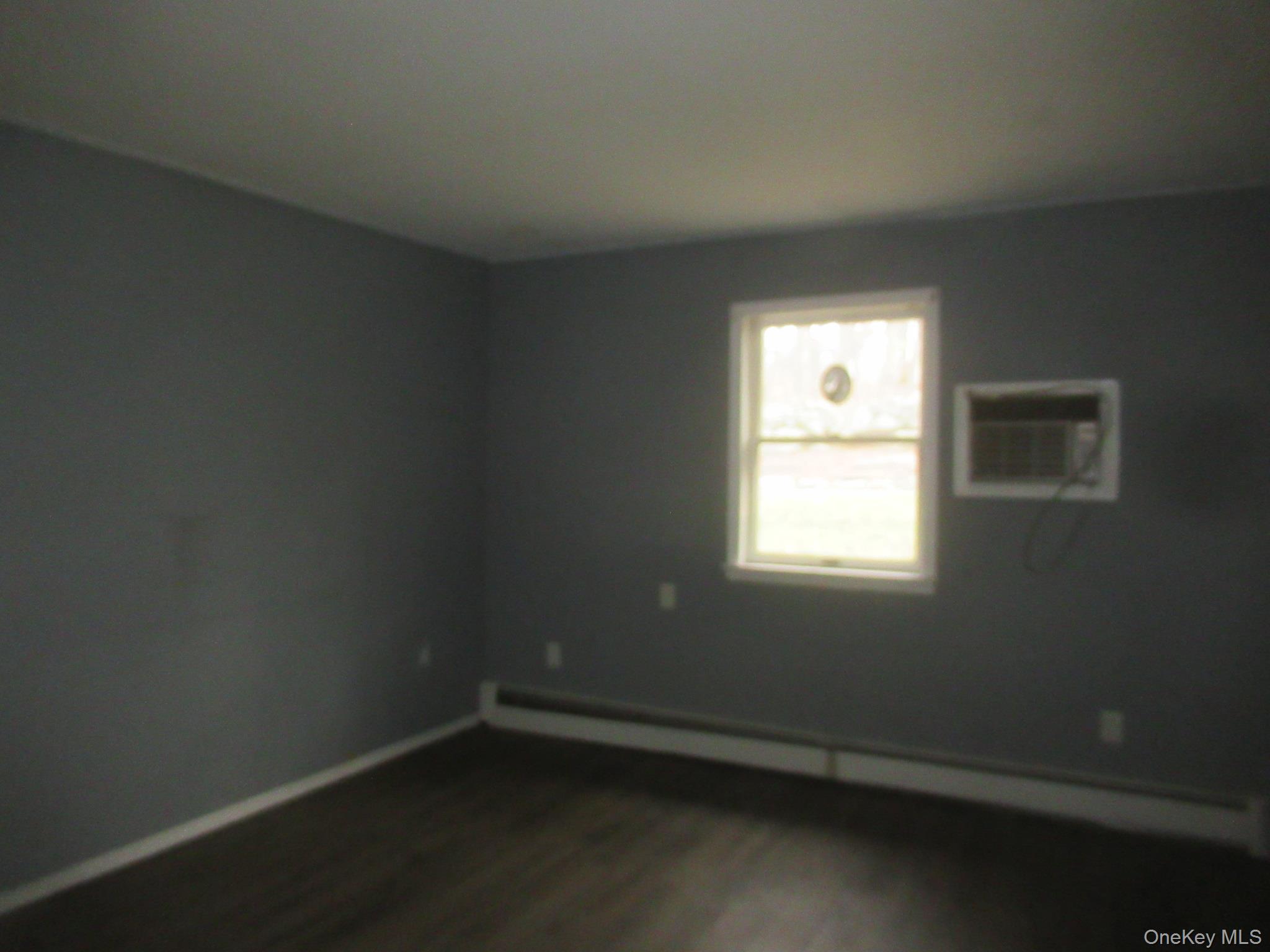 64 Hillside View Road Mahopac, NY 10541 - Photo 10 of 25 Empty room featuring a baseboard heating unit, dark wood-style flooring, and a wall mounted AC