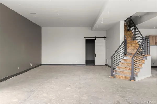 a view of a room with stairs