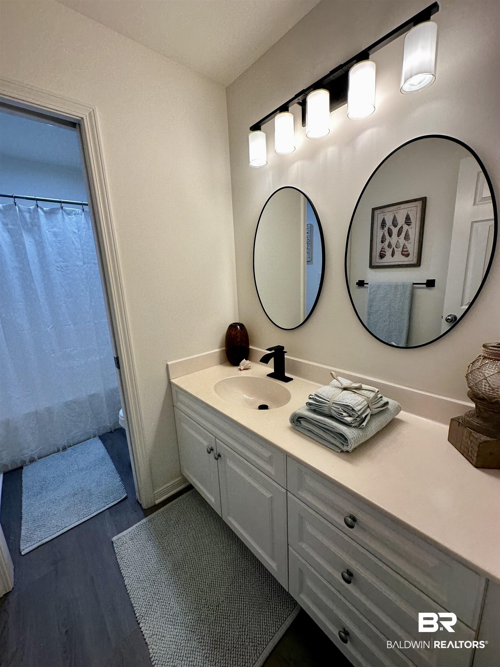 9090 Bay Pnes Road Elberta, AL 36530 - Photo 18 of 26 Bathroom featuring vanity and hardwood / wood-style floors