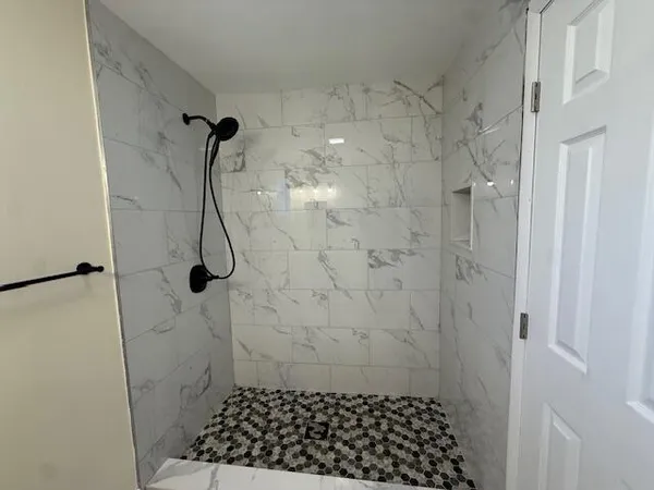 a bathroom with a shower