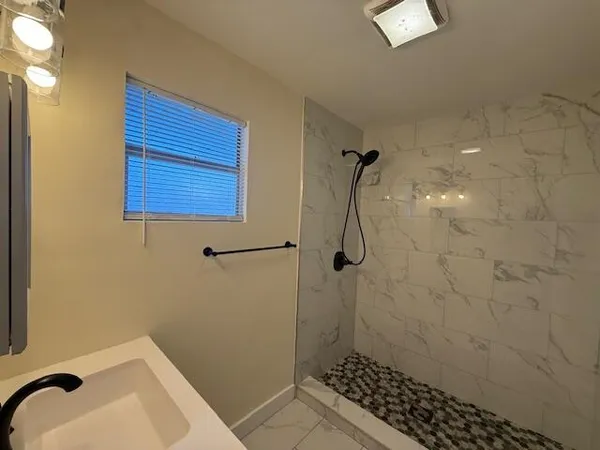 a bathroom with a shower