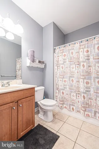 a bathroom with a sink a toilet and shower curtain