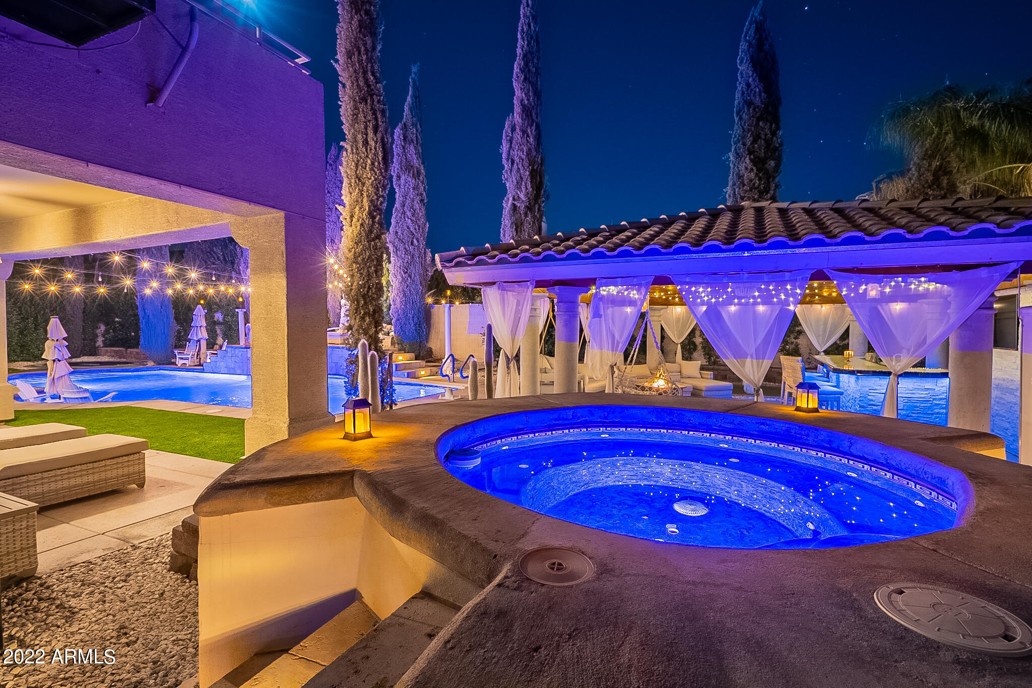 4611 East Desperado Road Gilbert, AZ 85297 - Photo 111 of 125 Nighttime Hot Tub