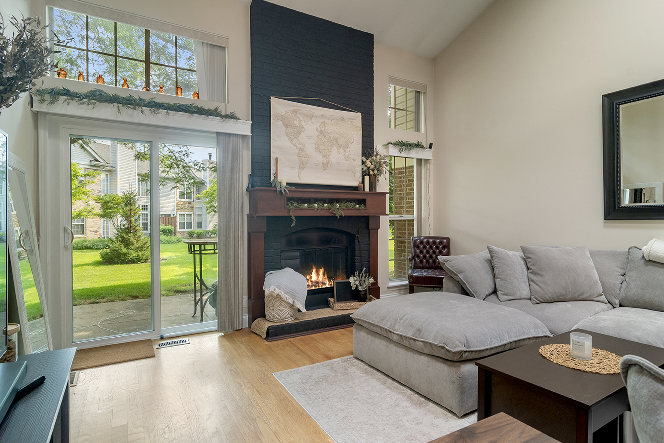 2833 Belle Lane, Unit 2833 Schaumburg, IL 60193 - Photo 8 of 23 a living room with furniture and a fireplace