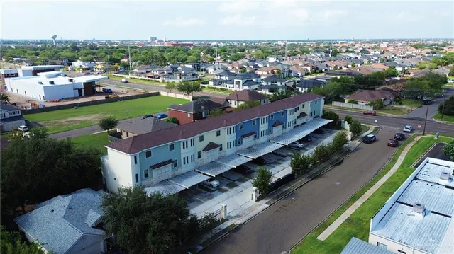 a view of a city with tall buildings