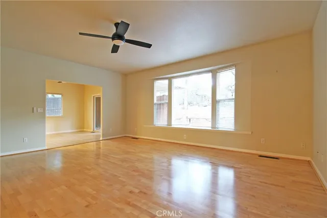 an empty room with windows