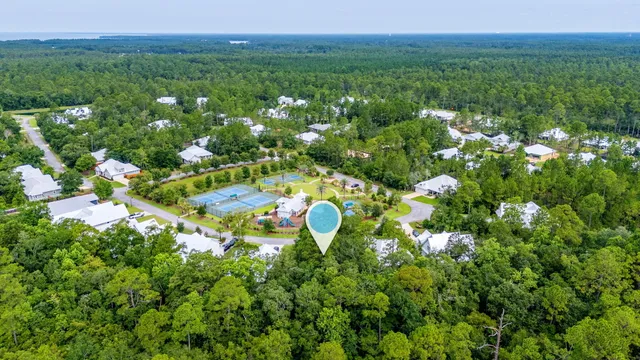 a view of a lake with a city