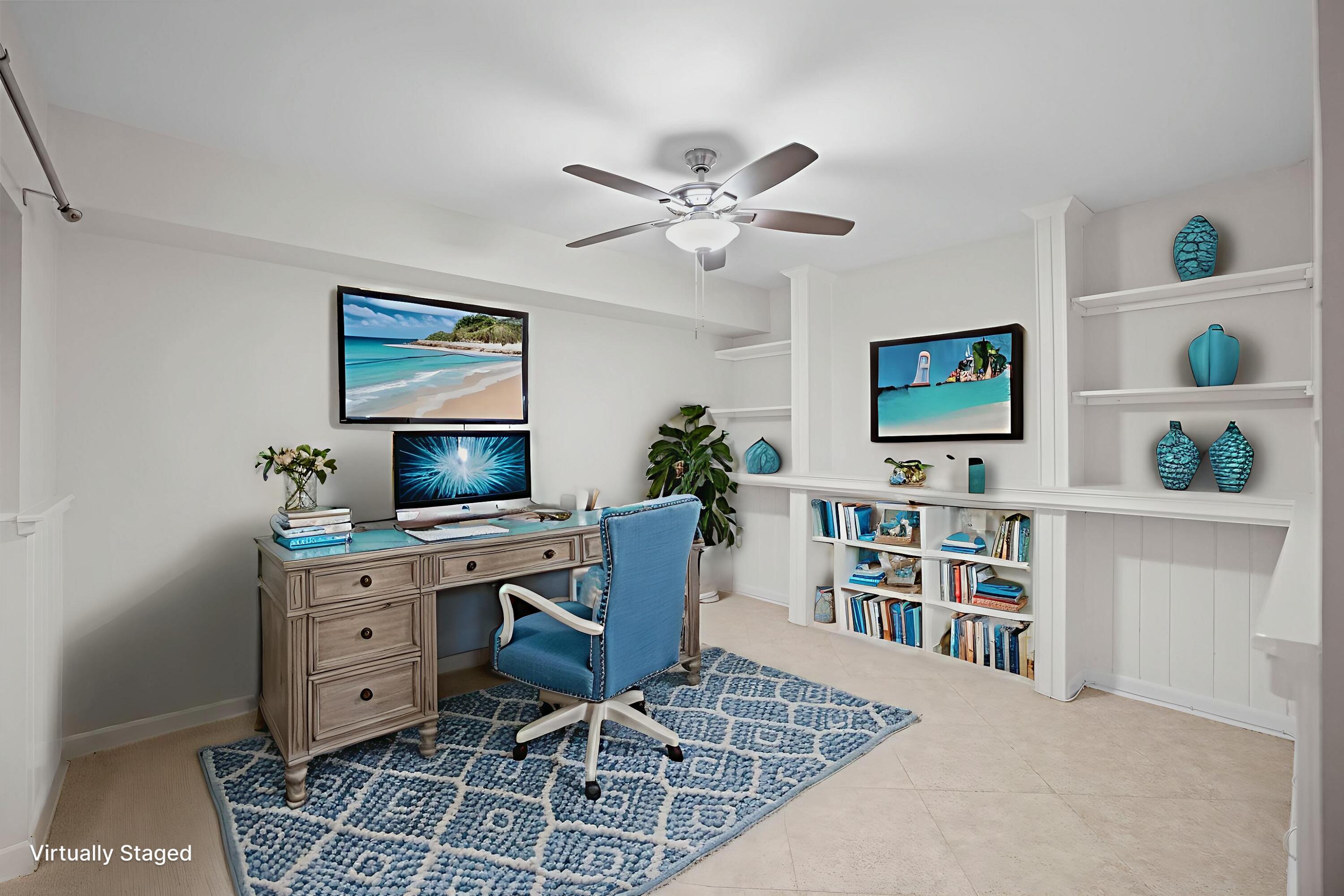 617 6th Lane Palm Beach Gardens, FL 33418 - Photo 22 of 49 a view of a workspace with a bookshelf