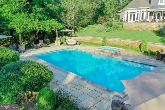 a view of a garden with a lake