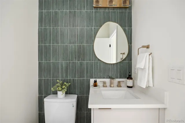 a view of a dining room with furniture and a table