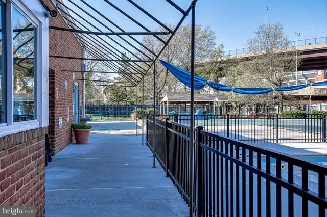 a view of a balcony with city view