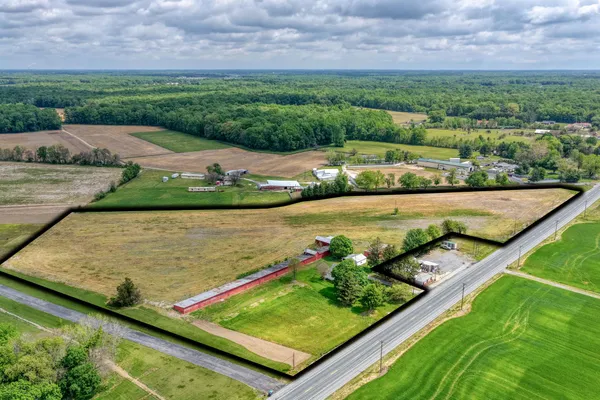 an aerial view of a house