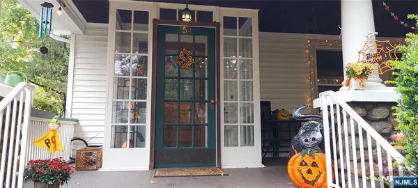 a view of sitting area in front of building
