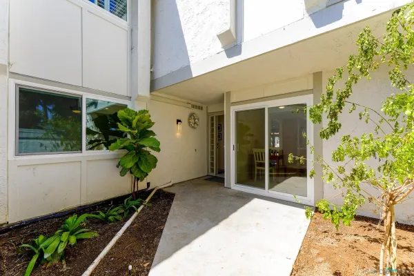 a bedroom with two beds and a large window