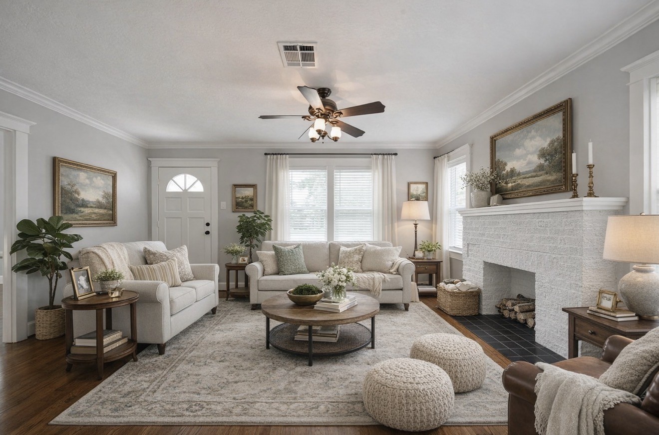 609 Reid Street Houston, TX 77022 - Photo 3 of 48 a living room with furniture and a fireplace