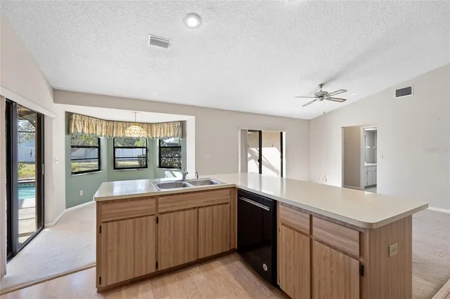 a front view of a room with windows