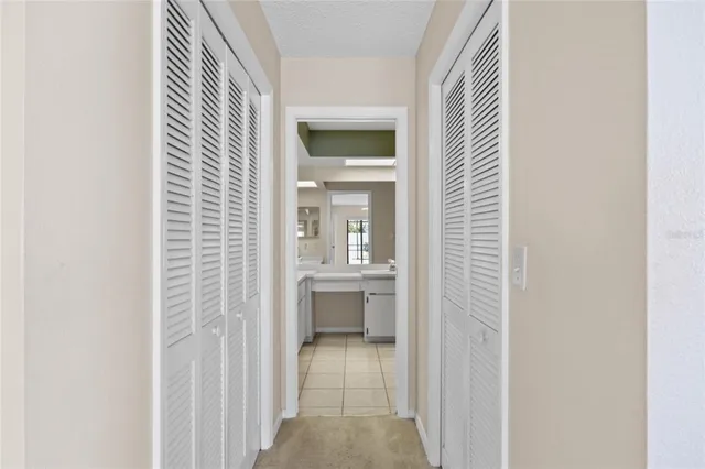 a view of small space with racks on the wall